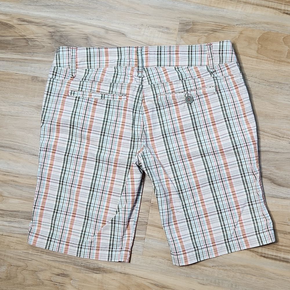 ☔️💜Anchor Blue Khaki & Olive Plaid Bermuda Shorts Size 7 - Picture 3 of 12